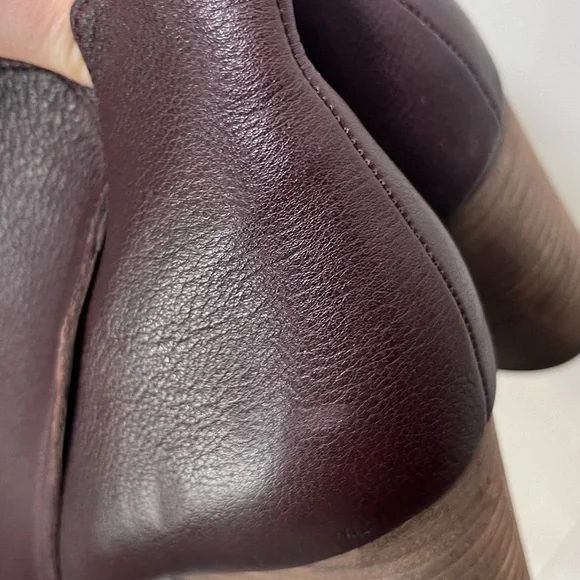 Franco Sarto Burgundy Leather Lugg Sole Maysen Heeled Booties Sz 10 - Picture 10 of 11